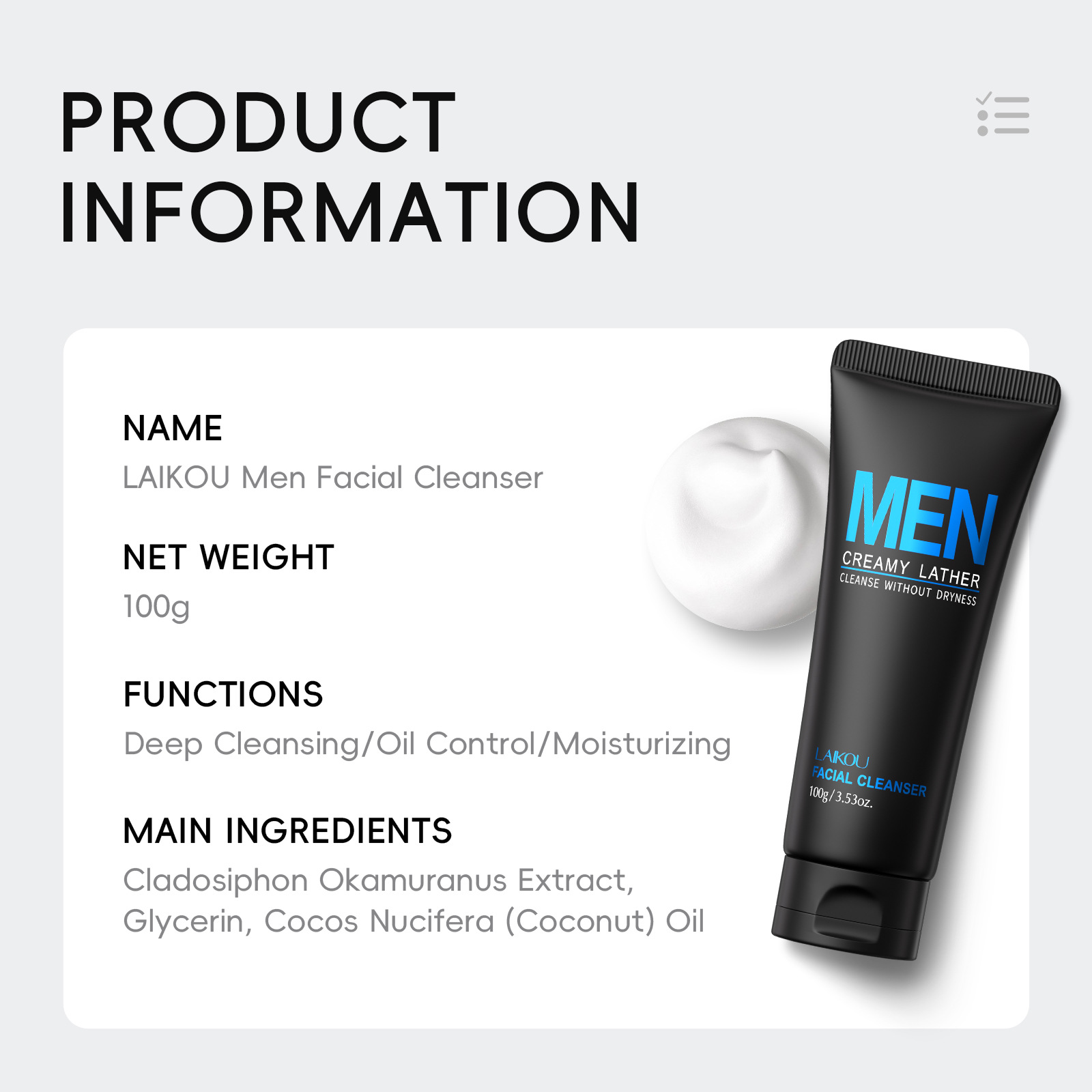 LAIKOU Men Face Wash 100g Deep - مراجعة Men'S Grooming Facial وسعره