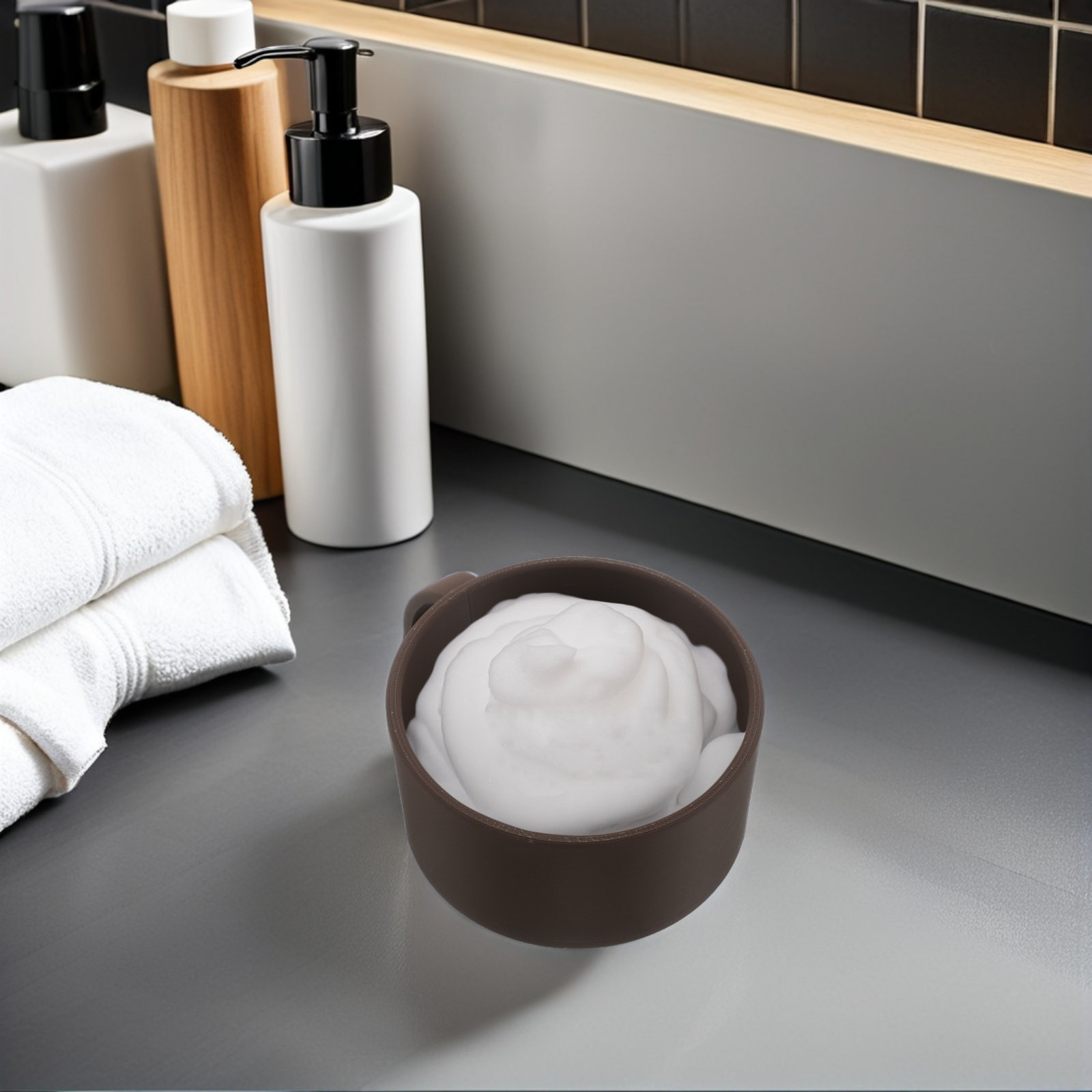 Shaving Bowl for Men Brown Wid - مراجعة Mens Grooming Barber وسعره