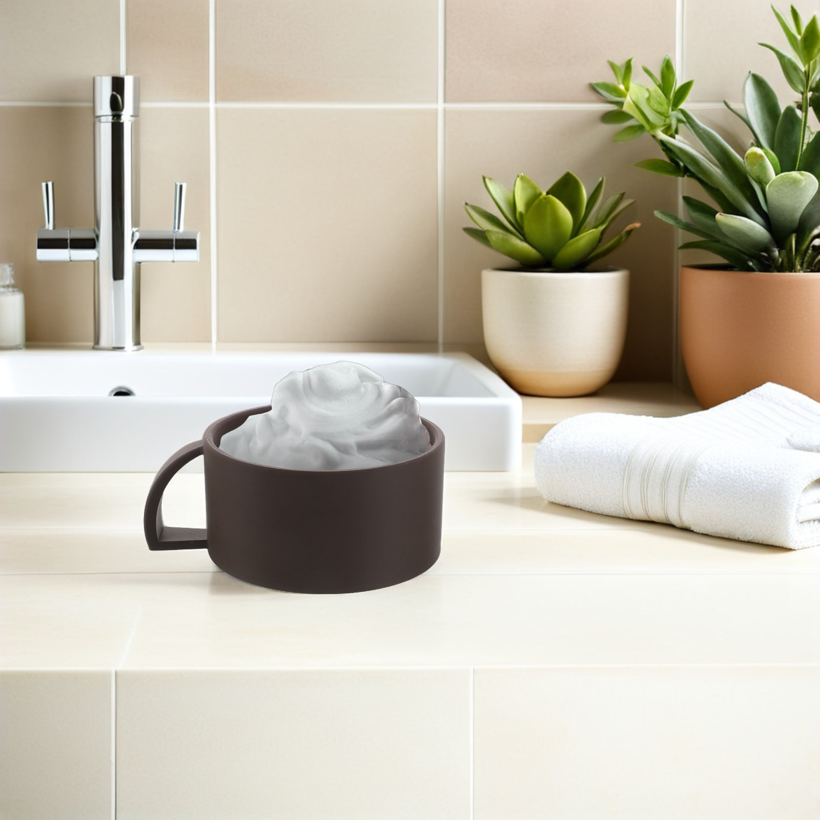 Shaving Bowl for Men Brown Wid - مراجعة Mens Grooming Barber وسعره
