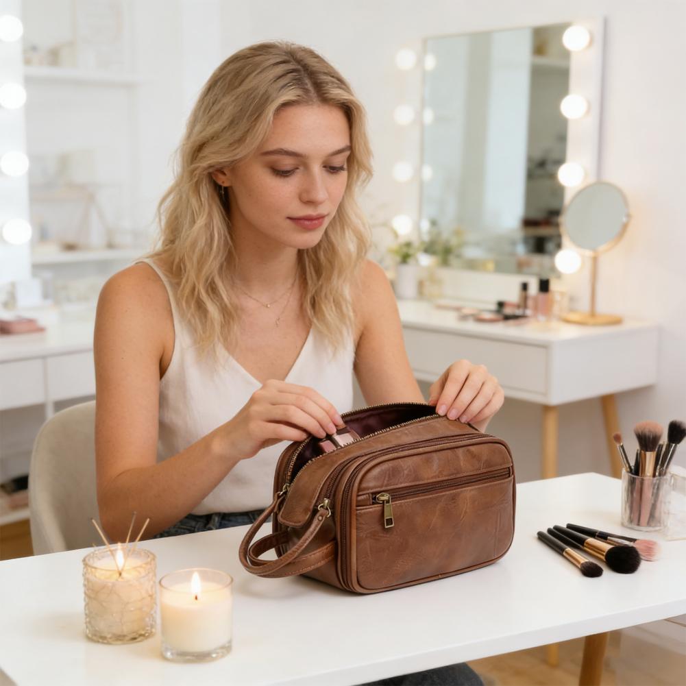 Travel Makeup Bag Faux Leather - مراجعة Men'S Grooming Makeup وسعره