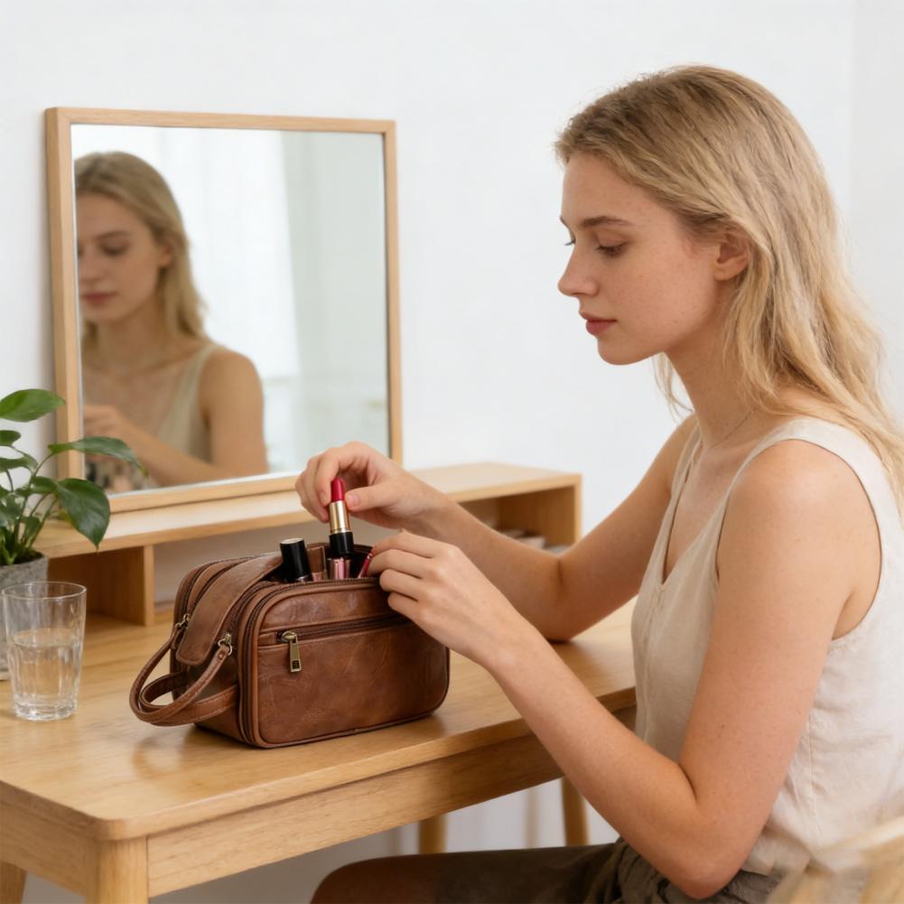 Travel Makeup Bag Faux Leather - مراجعة Men'S Grooming Makeup وسعره