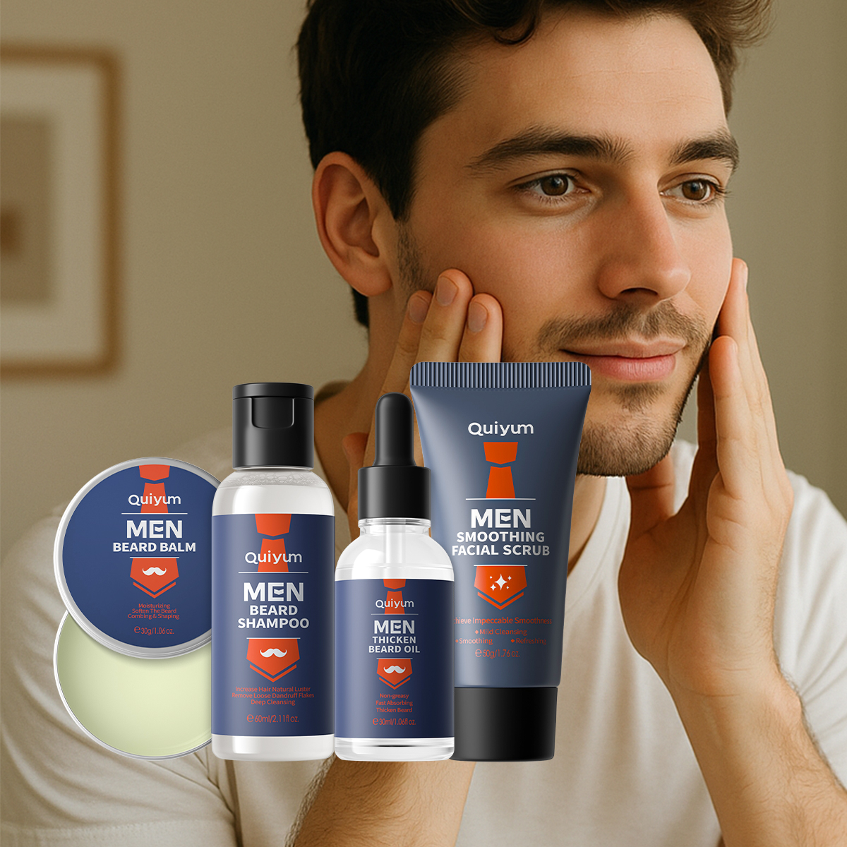 QUIYUM 4Pcs Men Beard & Facial - مراجعة Men'S Grooming Facial وسعره