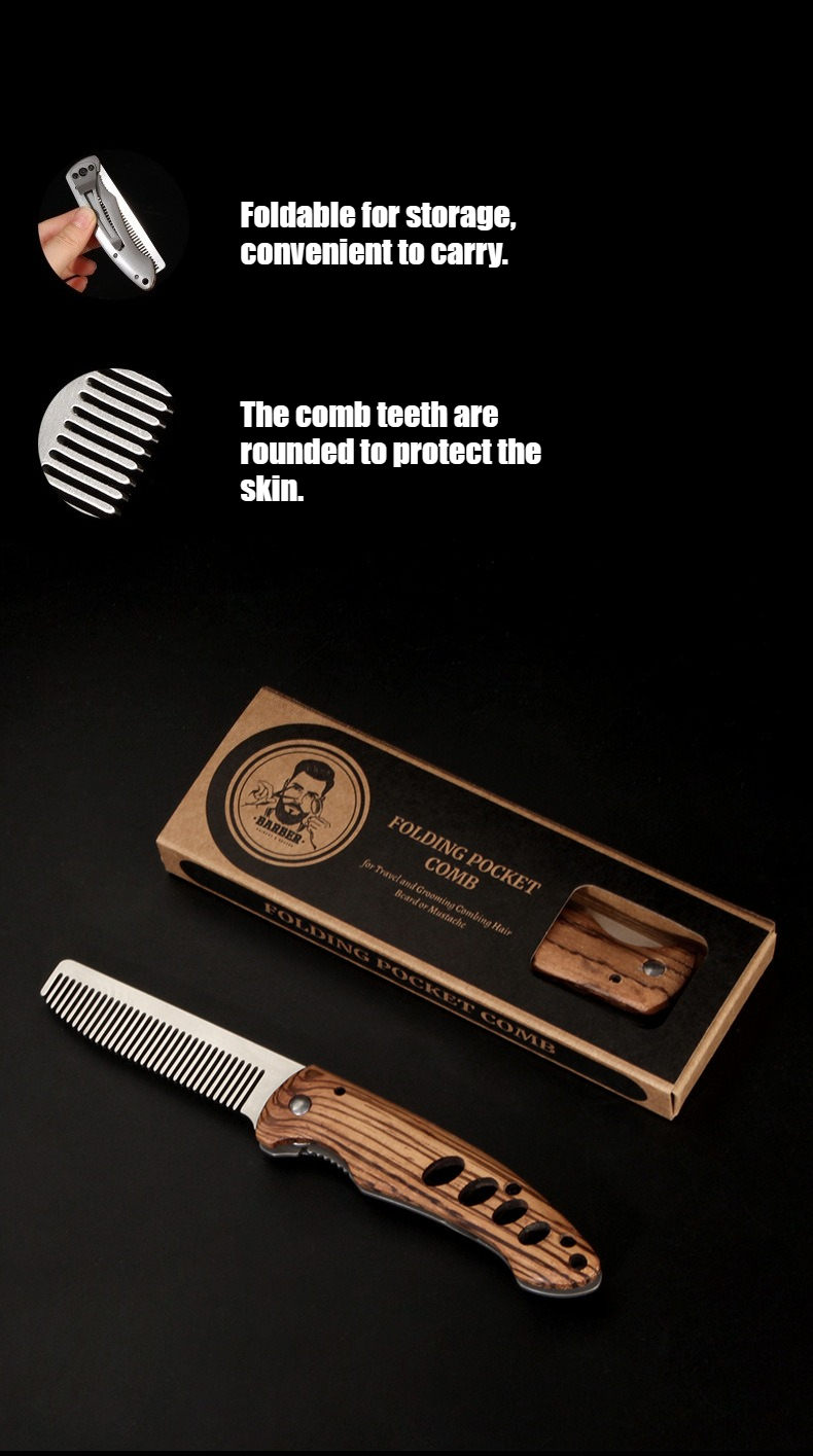 Solid Wood & Metal Folding Bea - مراجعة Mens Grooming Barber وسعره