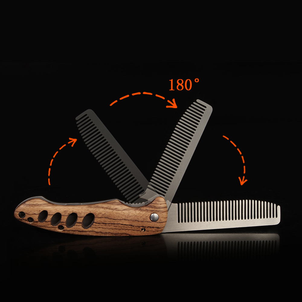 Solid Wood & Metal Folding Bea - مراجعة Mens Grooming Barber وسعره